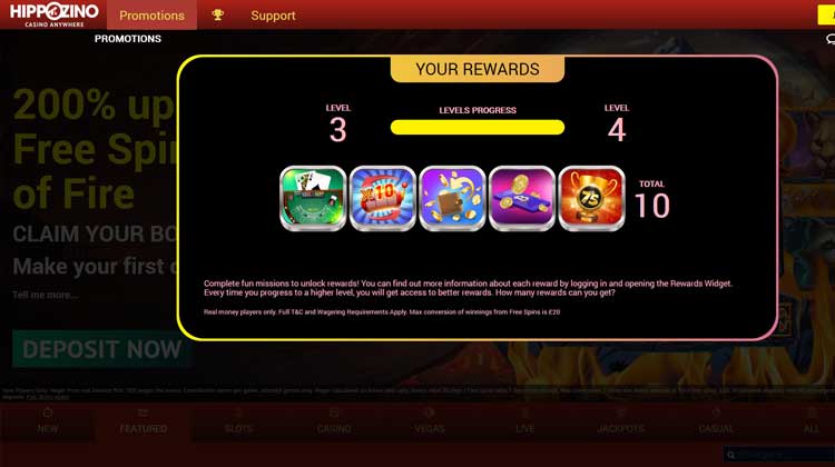 hippozino casino rewards